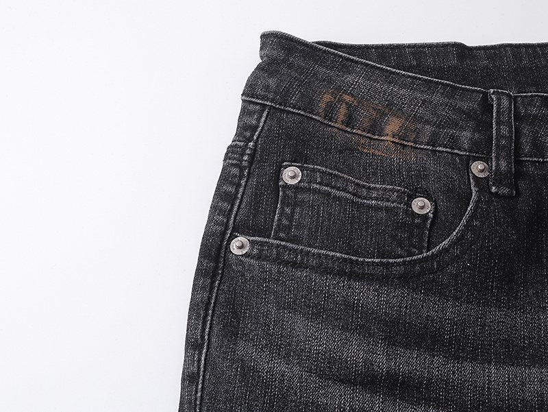 Purple Brand Distressed Paint-Splatter Flared Jeans ¡ª detail