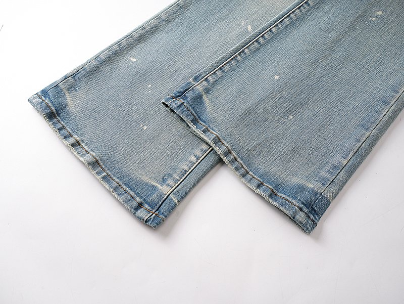Purple Brand Light Blue Distressed Paint-Splatter Flared Jeans ¡ª detail