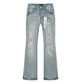 Purple Brand Light Blue Distressed Paint-Splatter Flared Jeans ¡ª hero