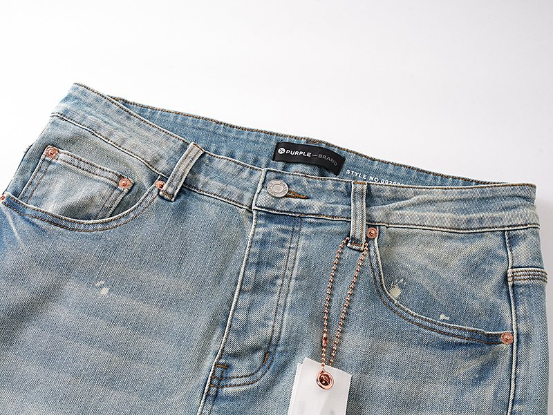 Purple Brand Light Blue Distressed Paint-Splatter Flared Jeans ¡ª detail