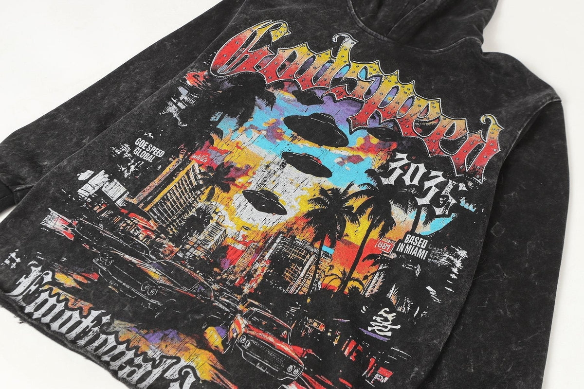 Godspeed Out of Many One Washed Graphic Hoodie ¡ª detail