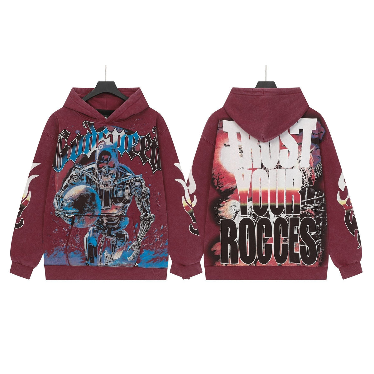Godspeed Acid-Wash Graphic Pullover Hoodie ¡ª front