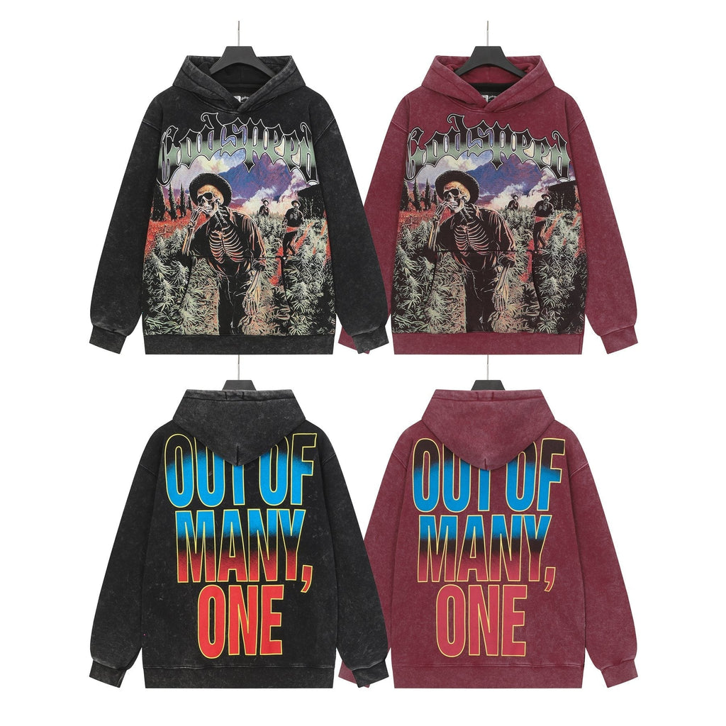 Godspeed Out of Many One Graphic Acid Wash Hoodie ¡ª comparison
