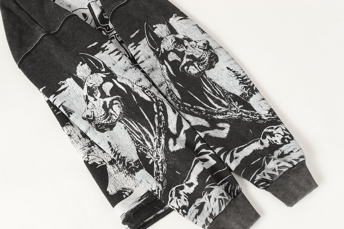 Godspeed Dog & City Graphic Raw-Hem Hoodie ¡ª detail
