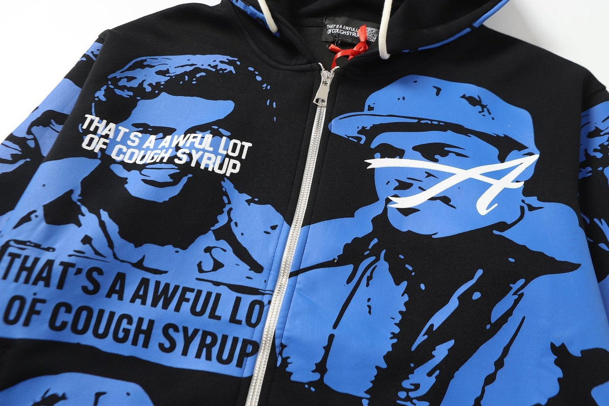 THAT'S A AWFUL LOT OF COUGH SYRUP Rising Star Graphic Zip Hoodie & Sweatpants Matching Set ¡ª detail