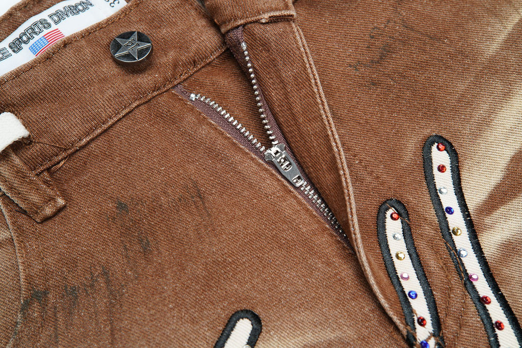 VALLEY Skittles Rhinestone Denim Shorts ¡ª detail