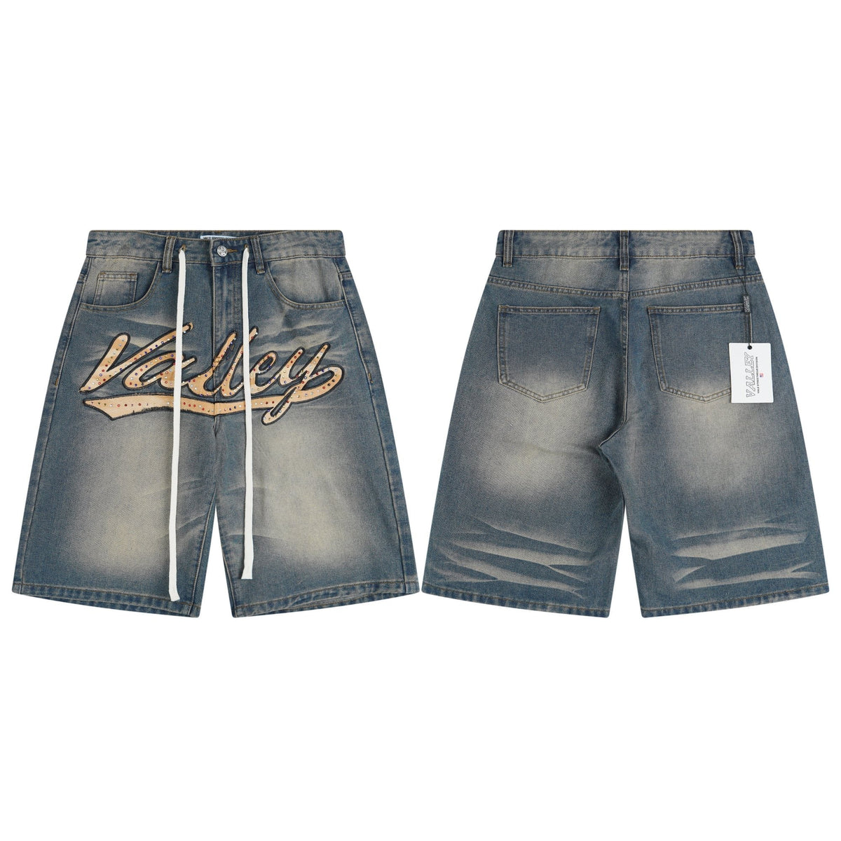 VALLEY Embellished Blue Denim Jorts ¡ª hero