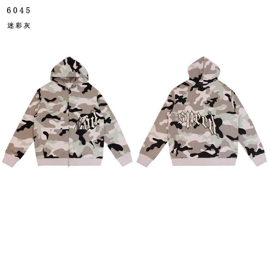 Godspeed Camouflage Gothic Letter Zip Hoodie ¡ª hero