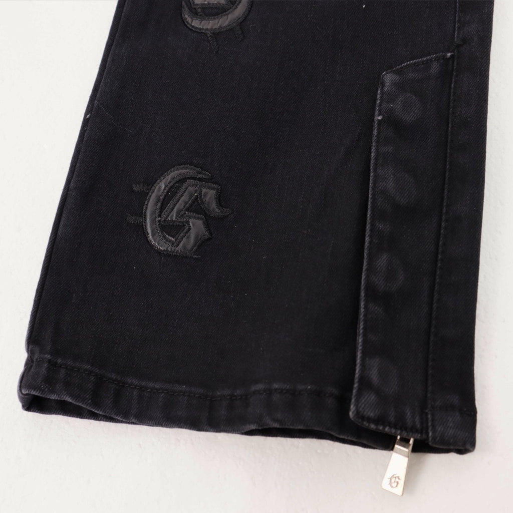 Godspeed Embroidered Washed Flared Jeans ¡ª detail