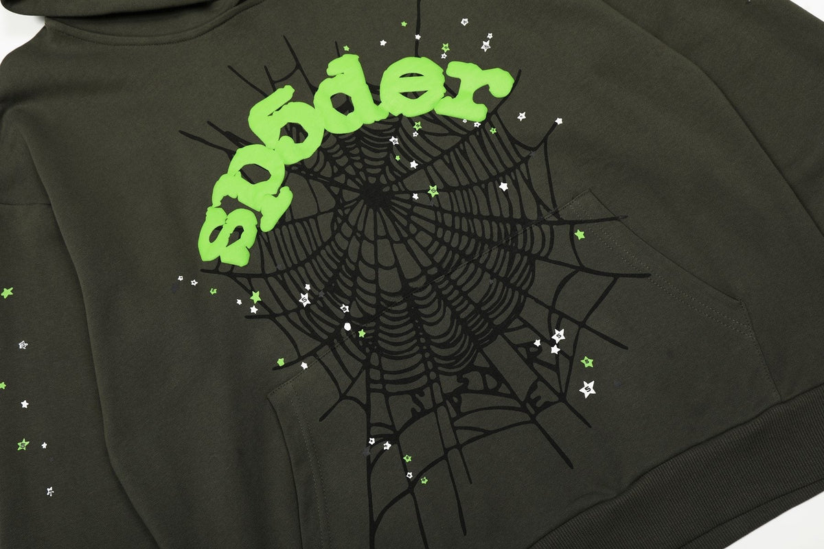 Sp5der Dark Olive Spider Web Star Matching Set ¡ª detail