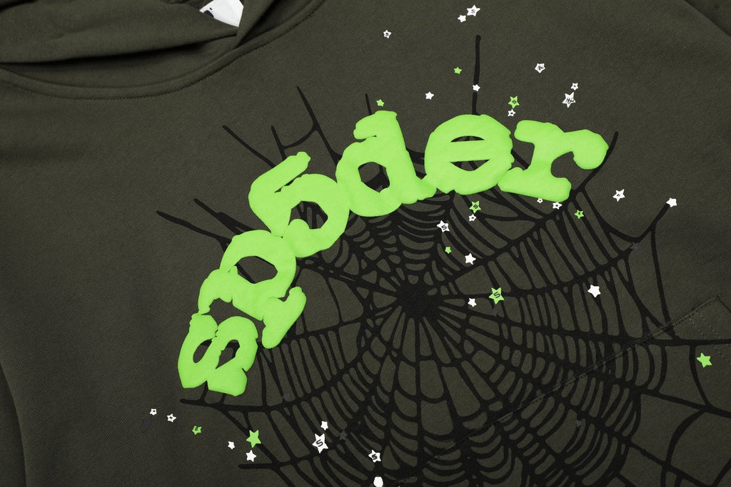 Sp5der Dark Olive Spider Web Star Matching Set ¡ª detail