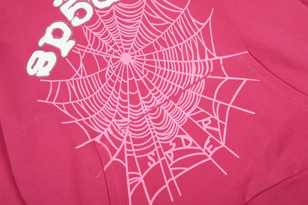 Sp5der Pink Spiderweb Graphic Hoodie ¡ª detail