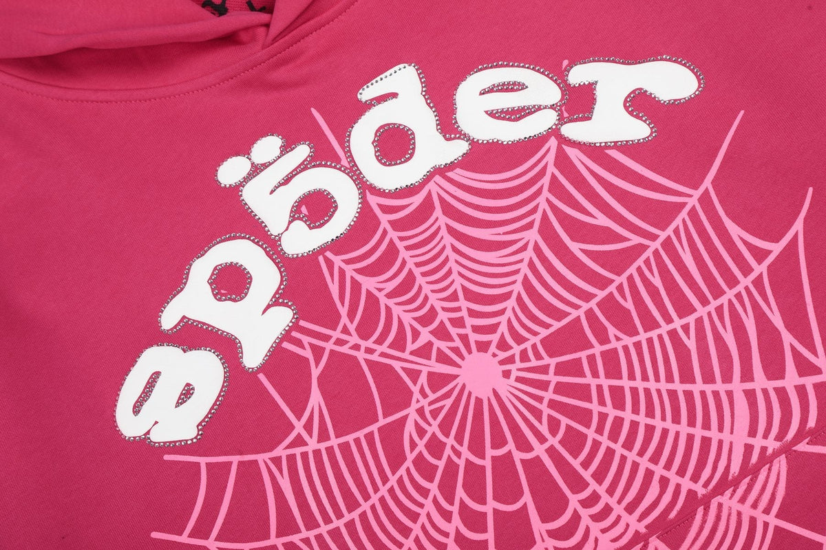 Sp5der Pink Spiderweb Graphic Hoodie ¡ª detail