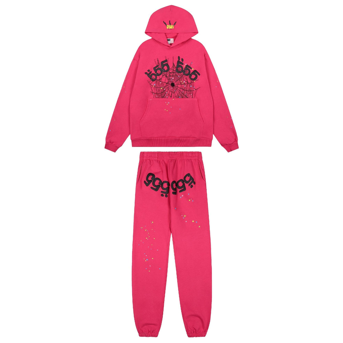 Sp5der Pink Spiderweb Graphic Hoodie & Sweatpants Matching Set ¡ª hero