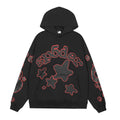 Sp5der Black Red Outline Star Graphic Hoodie ¡ª hero