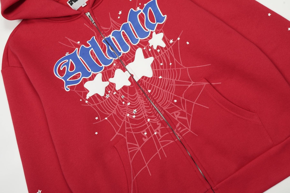 Sp5der Spiderweb Graphic Zip Hoodie & Sweatpants Matching Set ¡ª detail