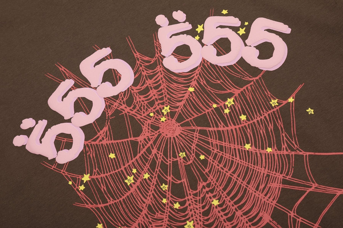 Sp5der Brown Spiderweb Star Graphic T-Shirt ¡ª detail