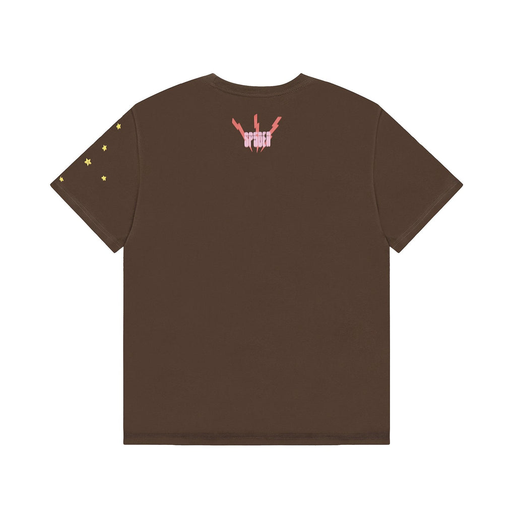 Sp5der Brown Spiderweb Star Graphic T-Shirt ¡ª back