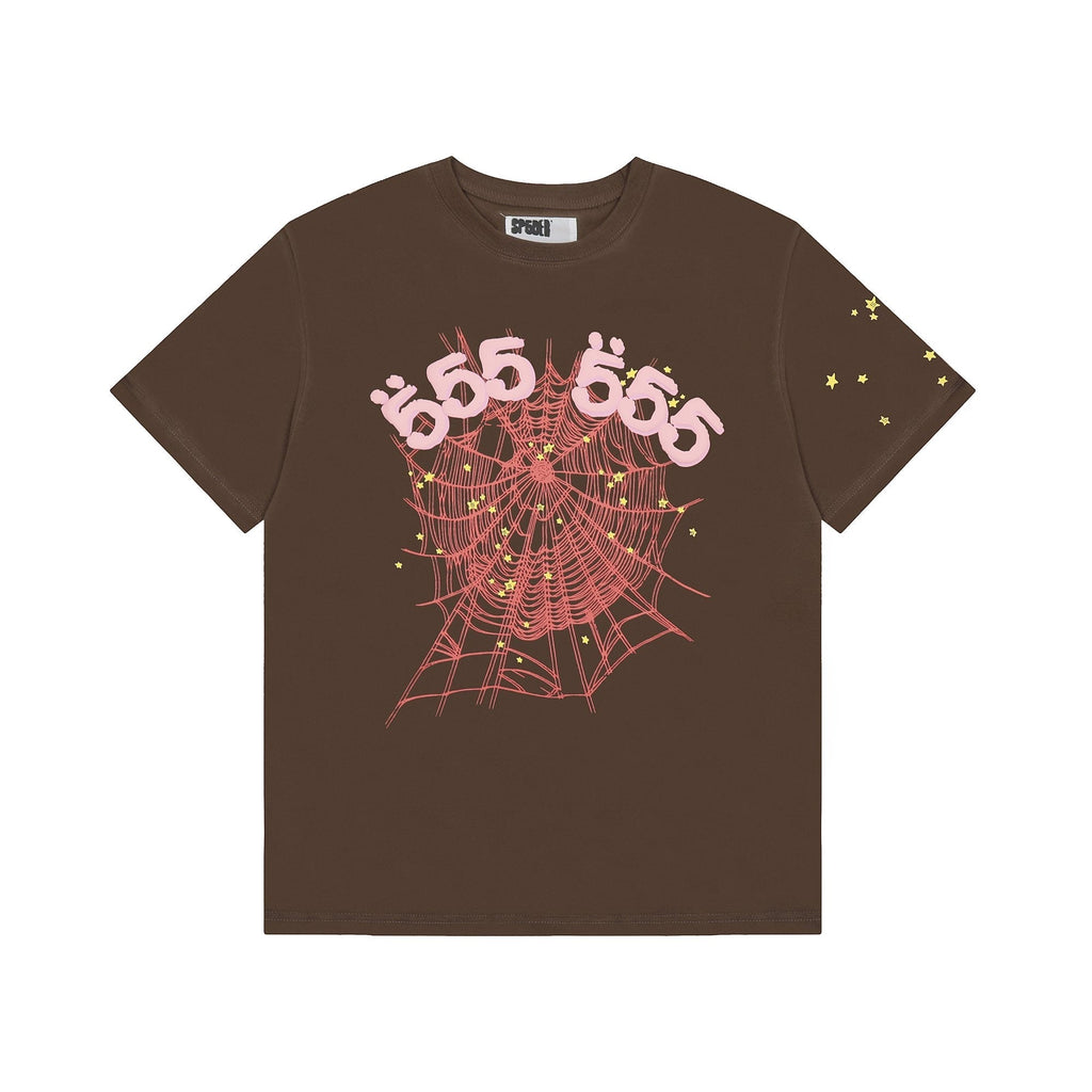 Sp5der Brown Spiderweb Star Graphic T-Shirt ¡ª hero