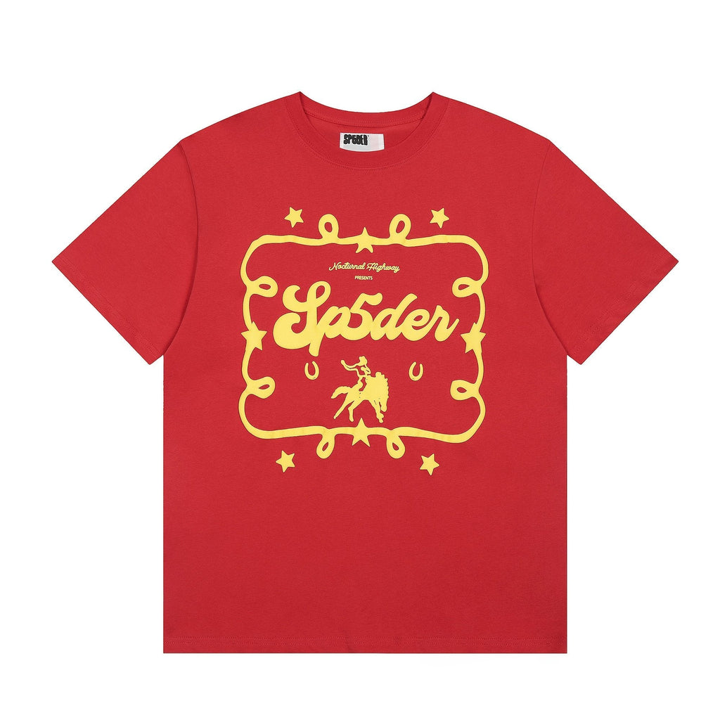 Sp5der Yellow Western Graphic Red T-Shirt ¡ª hero