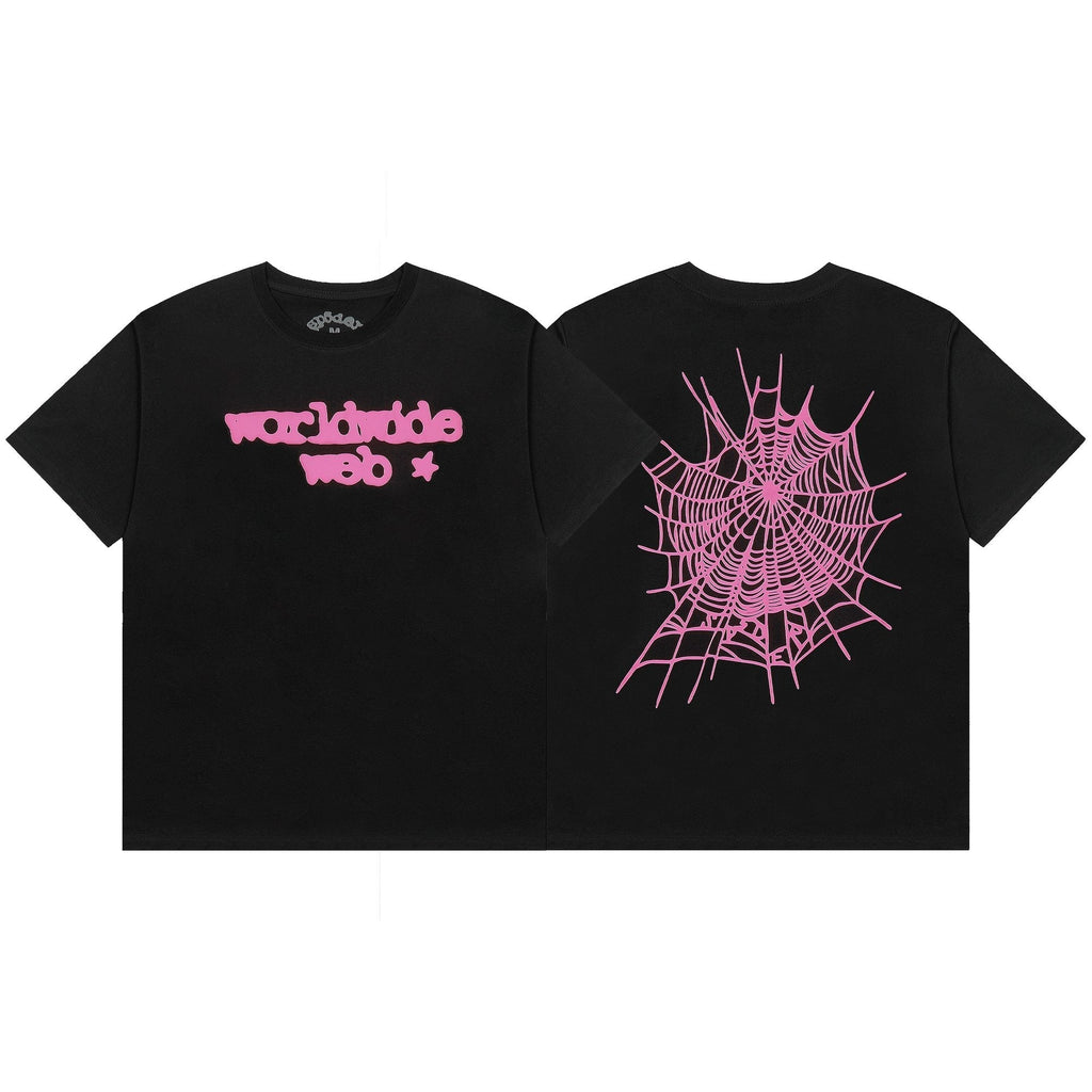 Sp5der Pink Spiderweb Graphic Short-Sleeve T-Shirt ¡ª hero