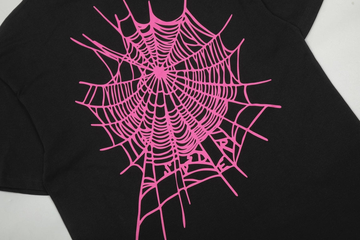 Sp5der Pink Spiderweb Graphic Short-Sleeve T-Shirt ¡ª detail