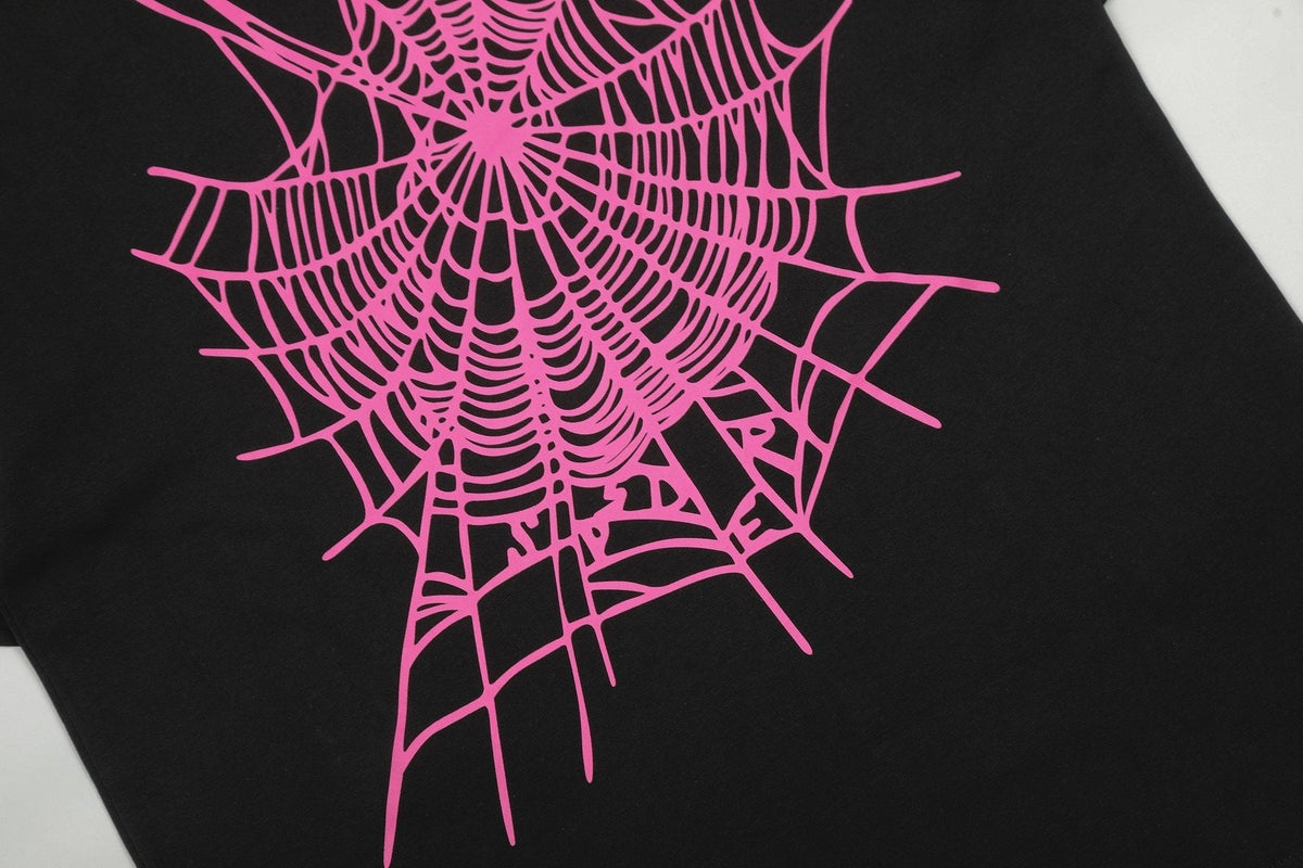 Sp5der Pink Spiderweb Graphic Short-Sleeve T-Shirt ¡ª detail