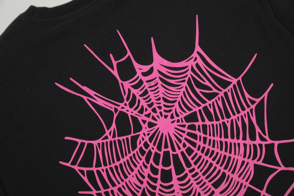 Sp5der Pink Spiderweb Graphic Short-Sleeve T-Shirt ¡ª detail