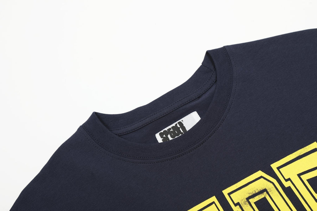 Sp5der Yellow Front Graphic Navy T-Shirt ¡ª neck_label