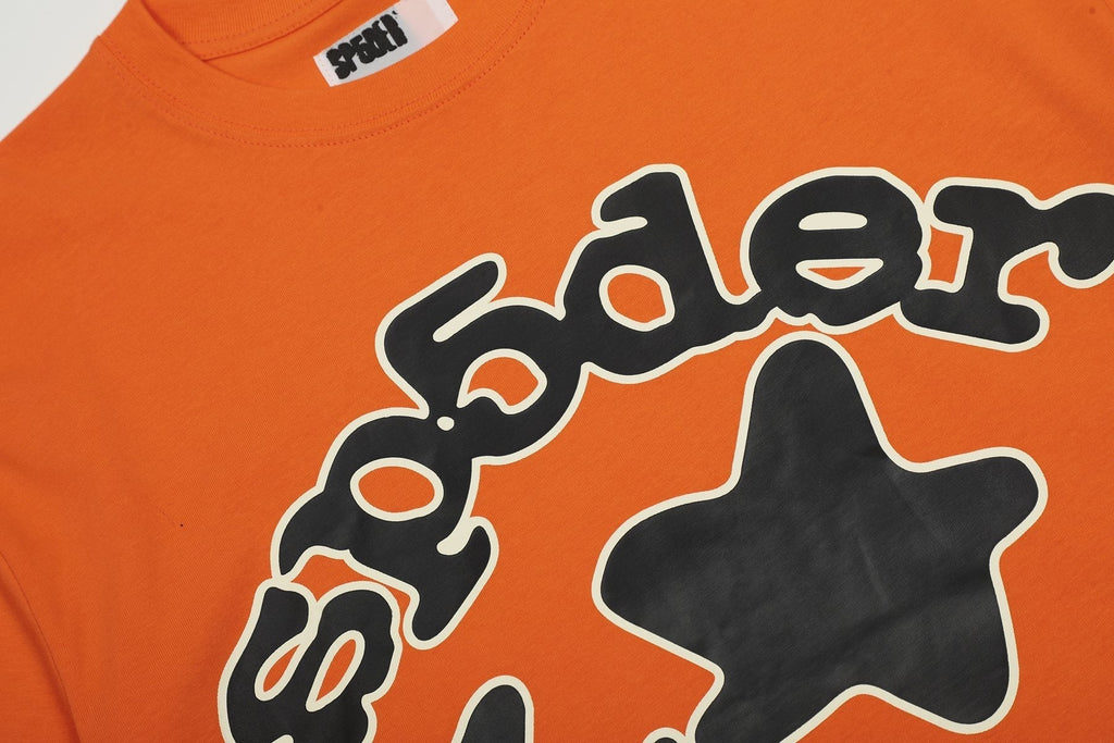 Sp5der Orange Star Graphic T-Shirt ¡ª detail