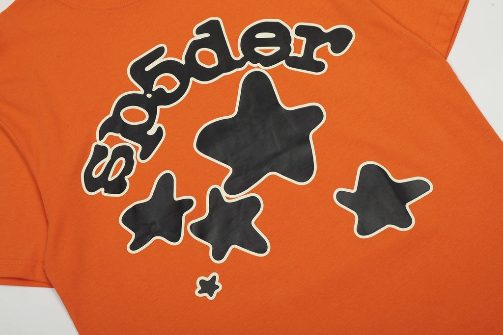 Sp5der Orange Star Graphic T-Shirt ¡ª detail