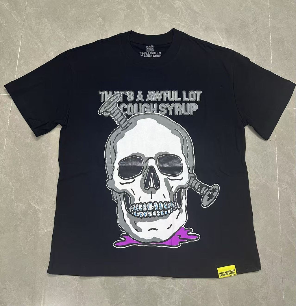 THAT'S A AWFUL LOT OF COUGH SYRUP Skull & Persona Graphic T-Shirt ¡ª front