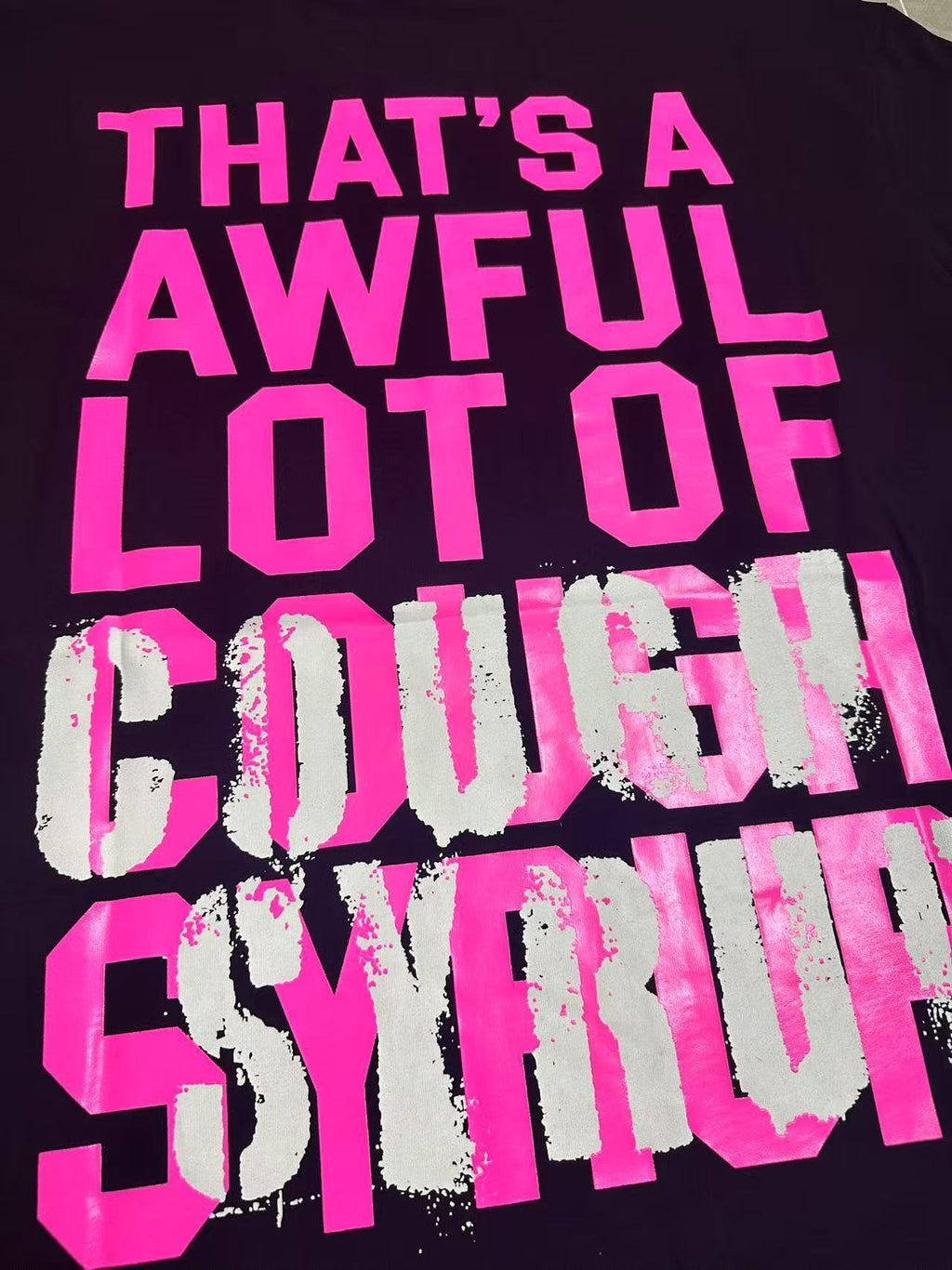 THAT'S A AWFUL LOT OF COUGH SYRUP Frankenstein Graphic T-Shirt ¡ª detail