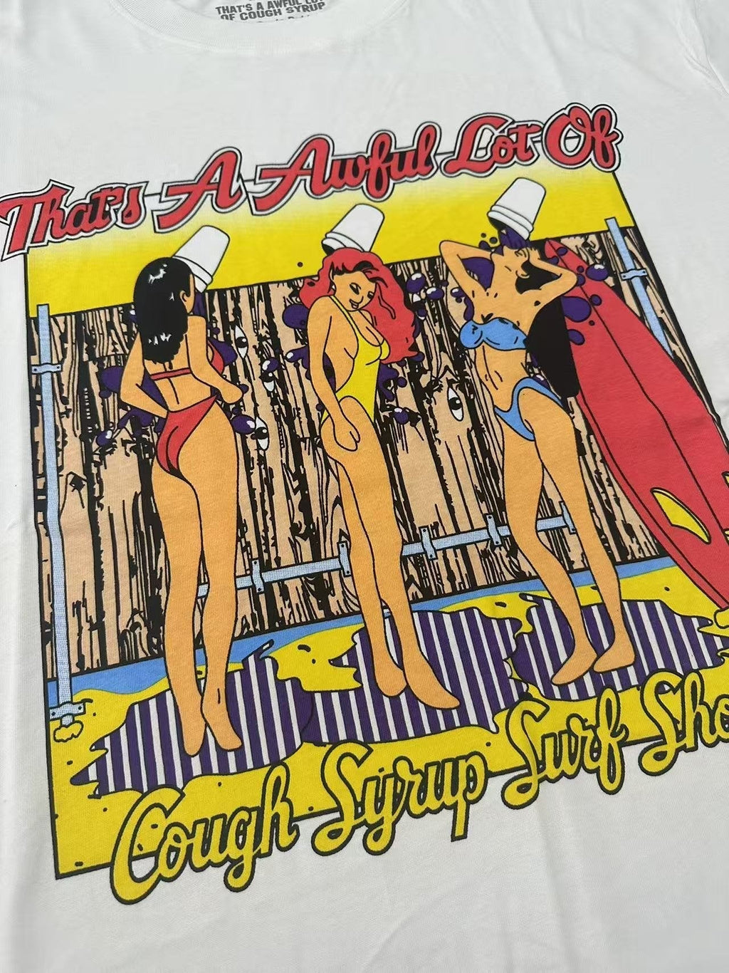 THAT'S A AWFUL LOT OF COUGH SYRUP Surf Graphic Short-Sleeve T-Shirt ¡ª detail