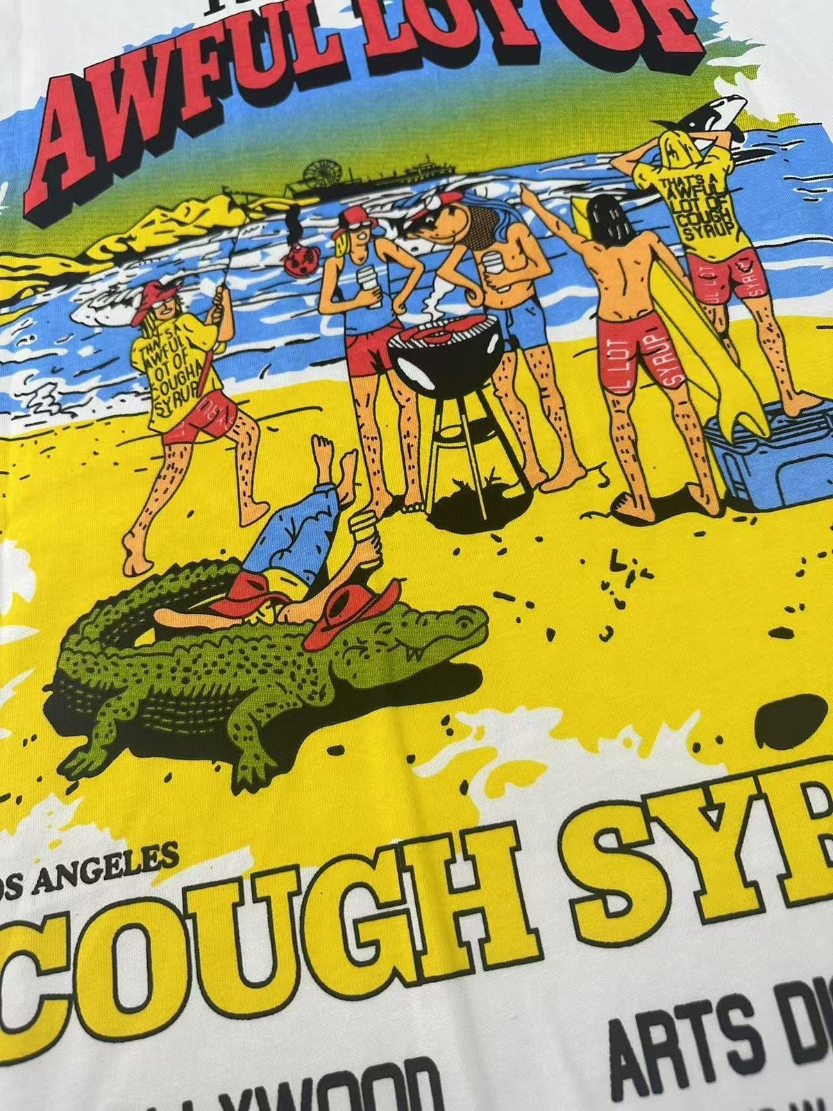 THAT'S A AWFUL LOT OF COUGH SYRUP Surf Graphic Short-Sleeve T-Shirt ¡ª detail