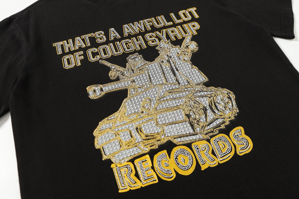THAT'S A AWFUL LOT OF COUGH SYRUP Rhinestone Graphic Short-Sleeve T-Shirt ¡ª detail