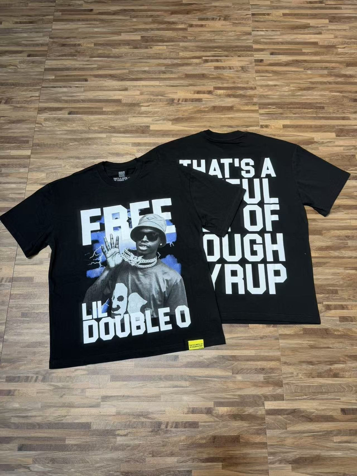 THAT'S A AWFUL LOT OF COUGH SYRUP White & Blue Graphic T-Shirt ¡ª context