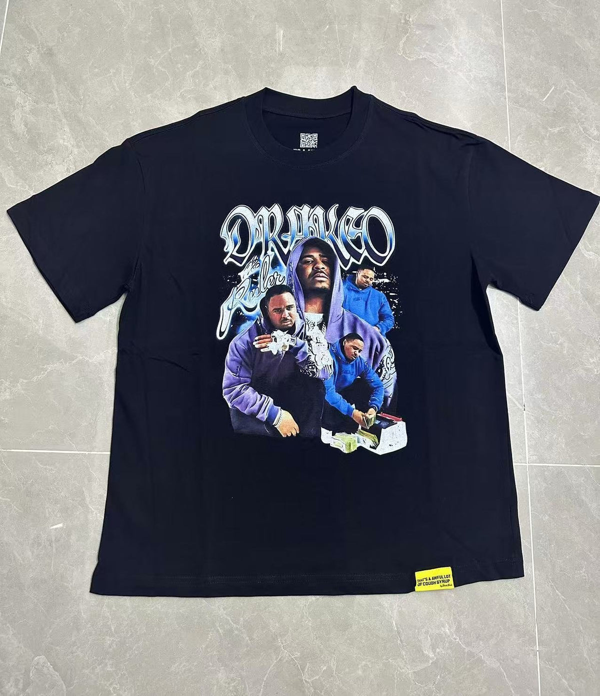 THAT'S A AWFUL LOT OF COUGH SYRUP Black Graphic Short-Sleeve T-Shirt ¡ª front