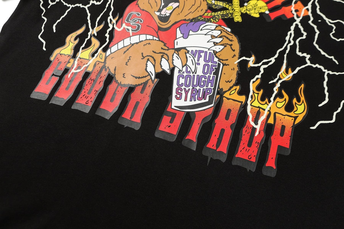 THAT'S A AWFUL LOT OF COUGH SYRUP Bear Lightning Graphic T-Shirt ¡ª detail