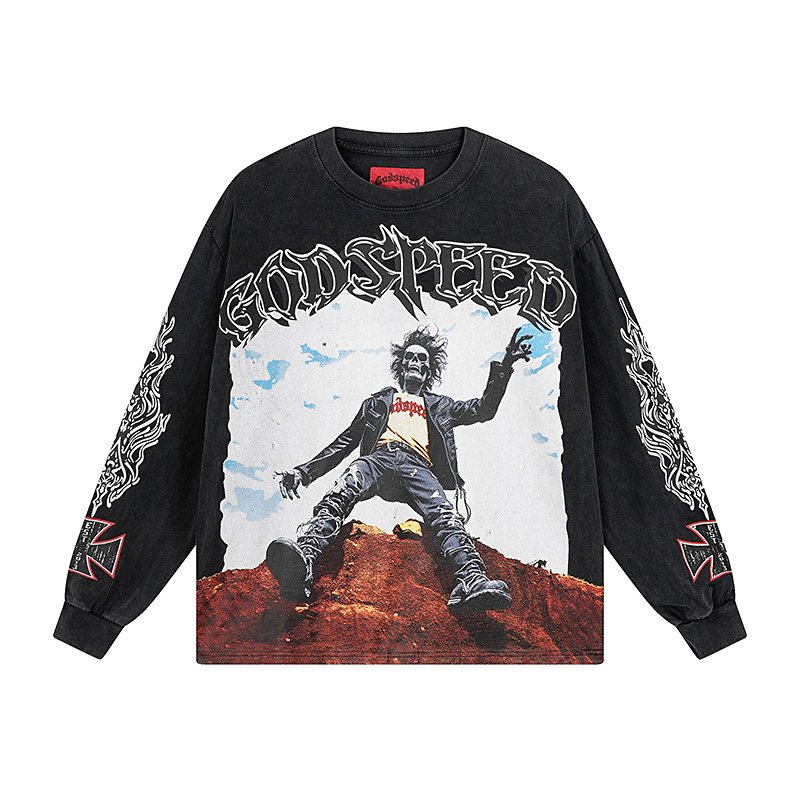 Godspeed E Pluribus Unum Washed Black Long-Sleeve T-Shirt ¡ª hero