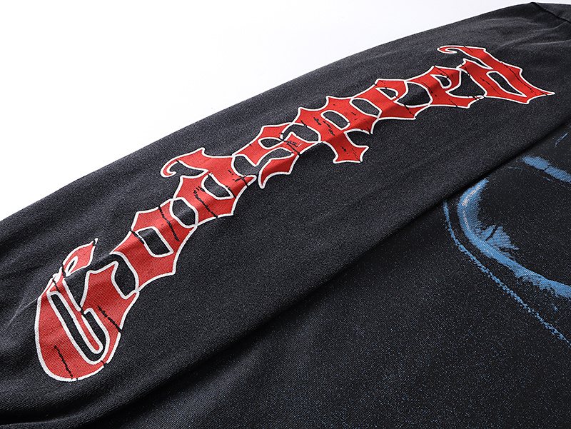 Godspeed Washed Black Graphic Long-Sleeve T-Shirt ¡ª detail