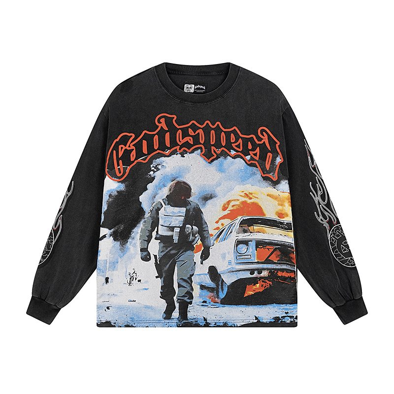 Godspeed Out of Many One Astronaut Graphic Long-Sleeve T-Shirt ¡ª hero