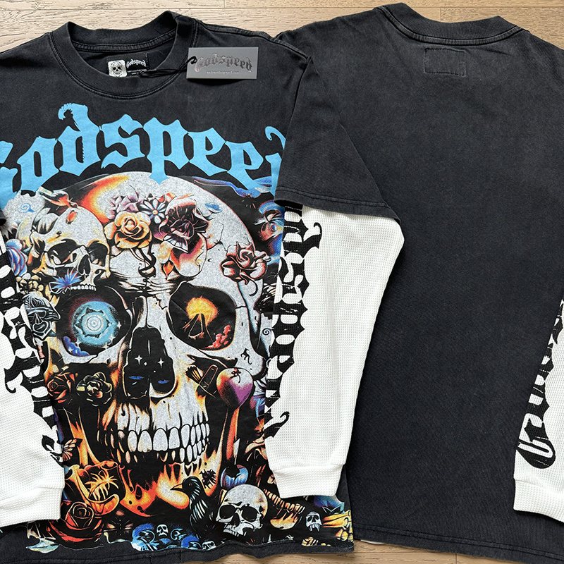 Godspeed Skull Floral Layered-Look Long-Sleeve T-Shirt ¡ª comparison