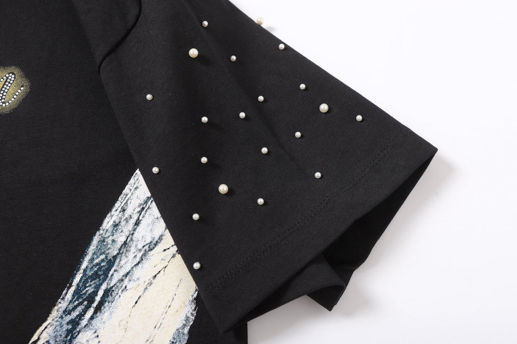 MIXED EMOTION Angel Graphic Pearl-Sleeve T-Shirt ¡ª detail