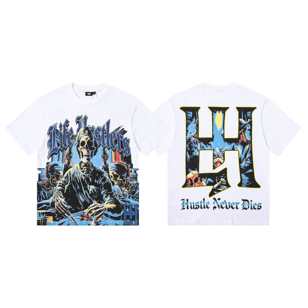Life Hustlere Skeleton Graphic Short-Sleeve T-Shirt ¡ª front
