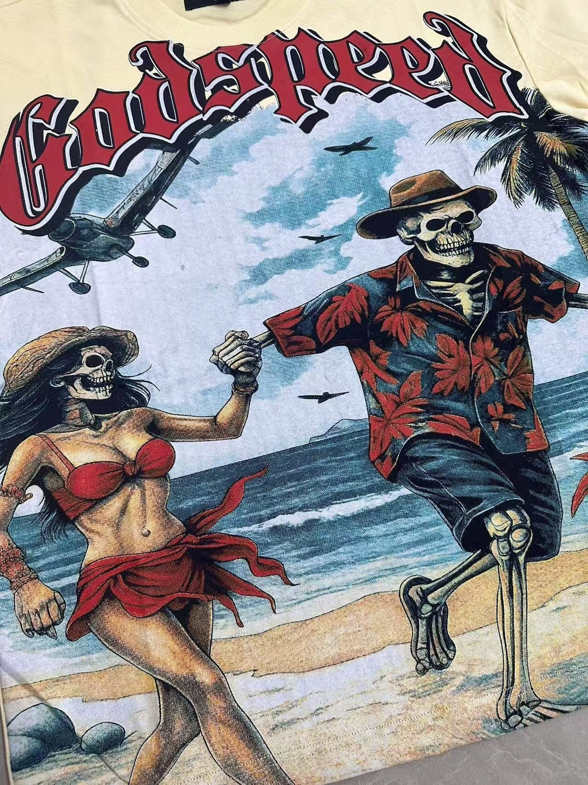 Godspeed Beach Skeleton Graphic T-Shirt ¡ª detail