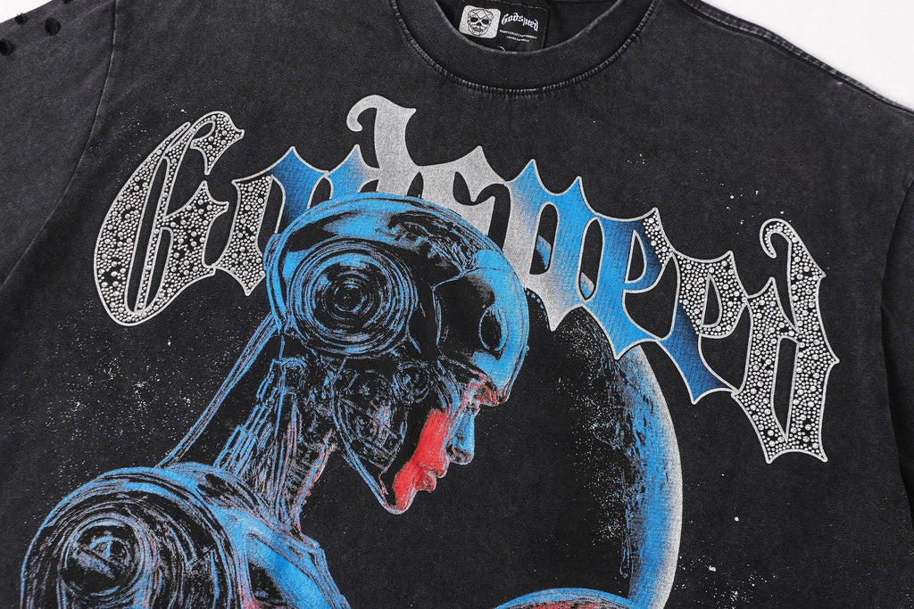 Godspeed Blue/Red Graphic Short-Sleeve T-Shirt ¡ª detail