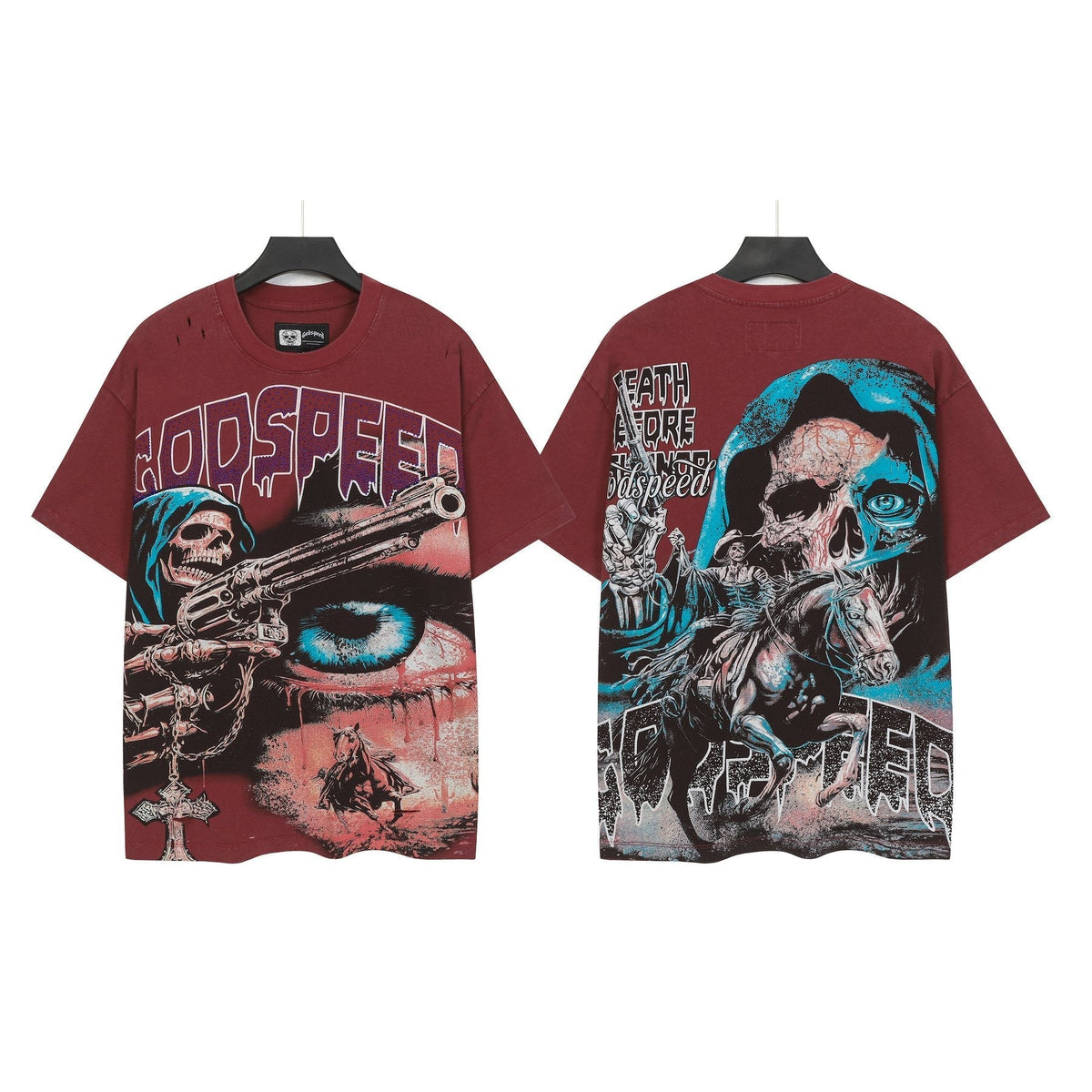 Godspeed Distressed Rhinestone Graphic T-Shirt ¡ª context