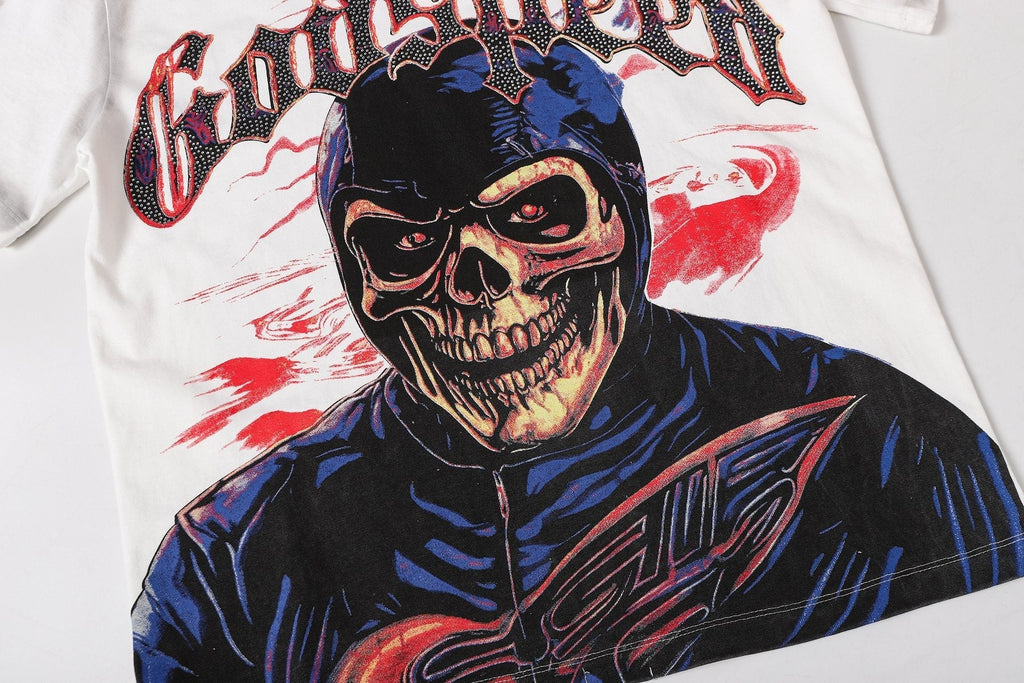 Godspeed Skull Graphic Distressed Sleeve T-Shirt ¡ª detail