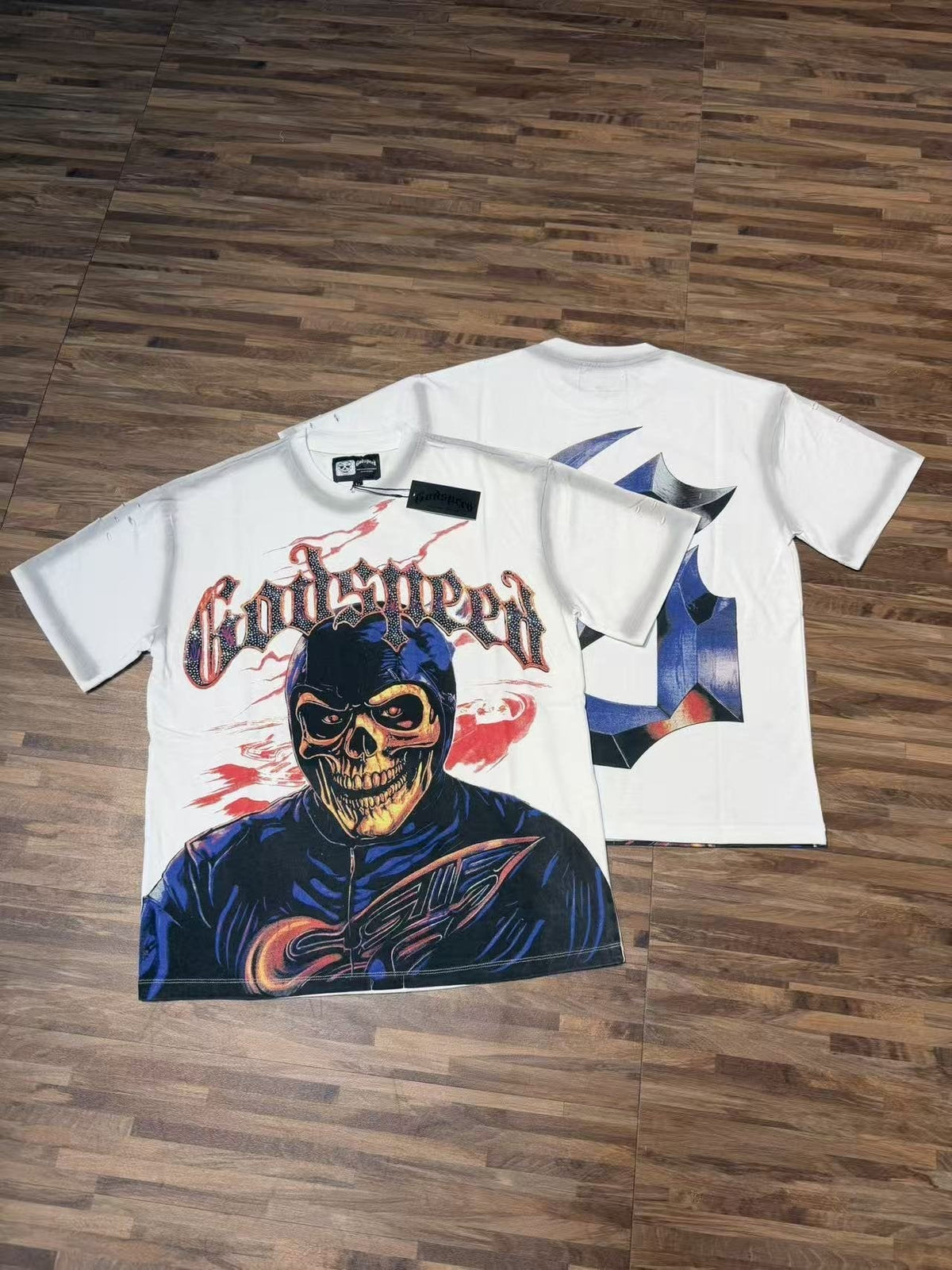 Godspeed Skull Graphic Distressed Sleeve T-Shirt ¡ª context